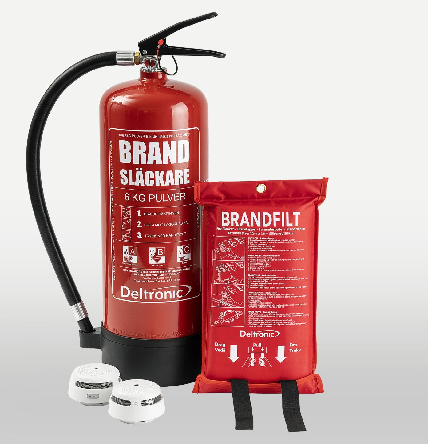 brandskyddspaket liten villa röd pulversläckare