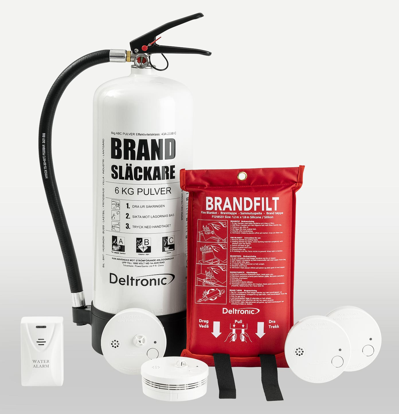 brandskyddspaket stor villa vit pulversläckare