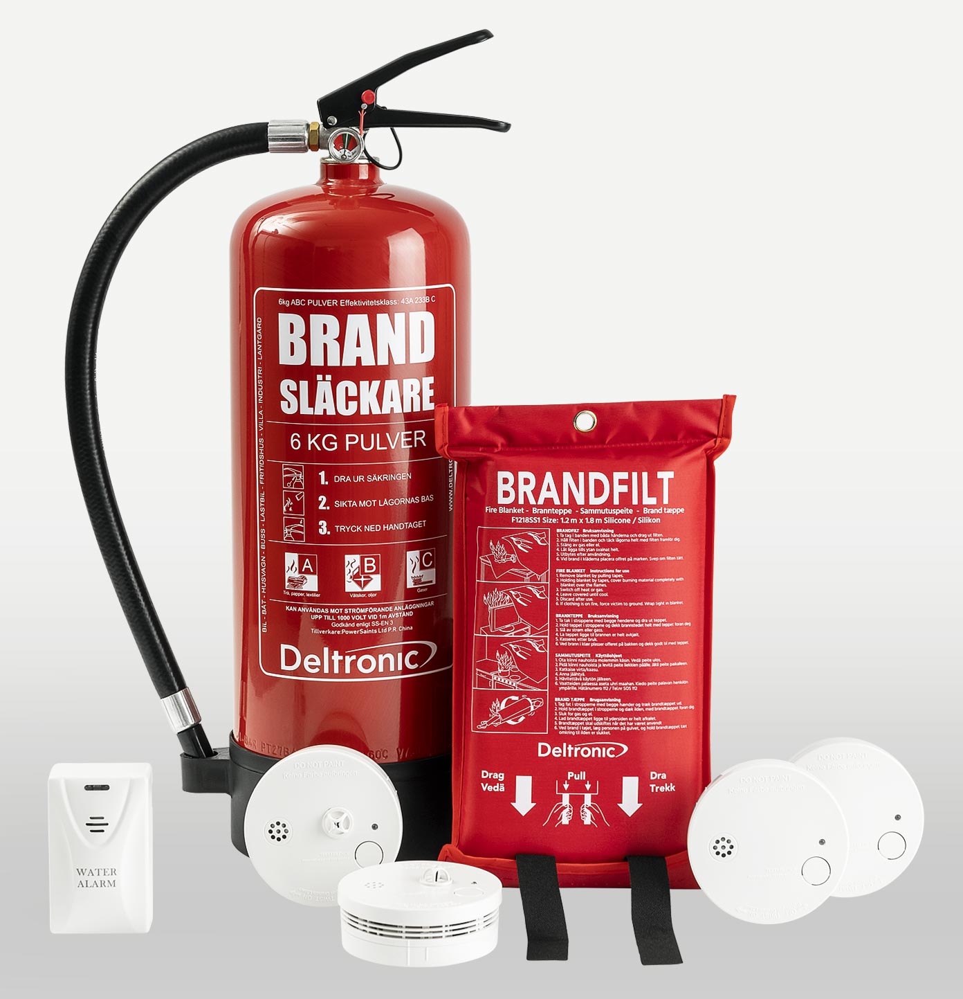 brandskyddspaket stor villa röd pulversläckare